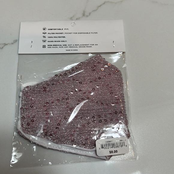 NWT sequin face mask, lilac color, still in original package - never opened. - Picture 2 of 3